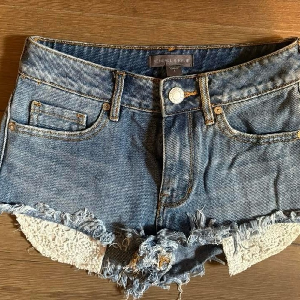 Kendall & Kylie Distressed Blue Jean Shorts